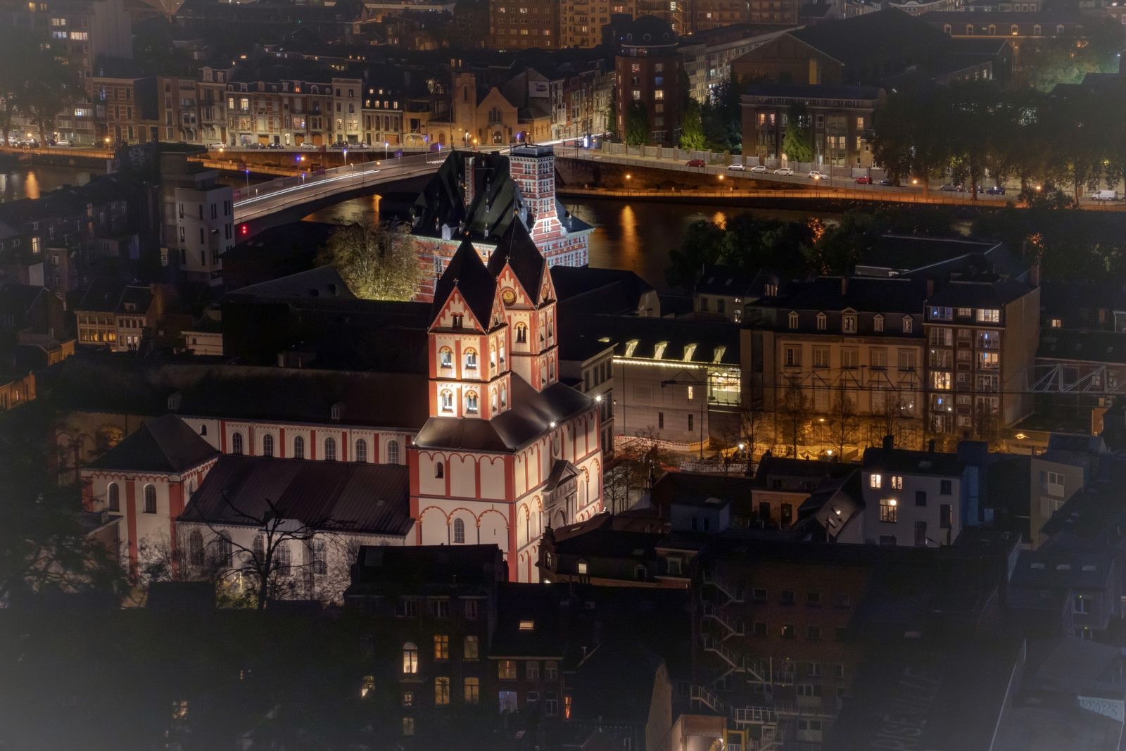 Vue large sur les toits de Liège et la vallée de la Meuse, zones d'intervention à Liège, Saint-Nicolas et environs